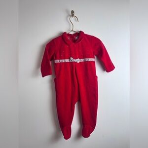 P&P By Piccino Piccino Red Velour Footie outfit baby 6m